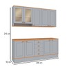 Cozinha Completa Aspen 7 Portas 4 Gavetas com Vidro Cinza/Cinamomo - Fellicci