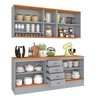 Cozinha Completa Aspen 7 Portas 4 Gavetas com Vidro Cinza/Cinamomo - Fellicci