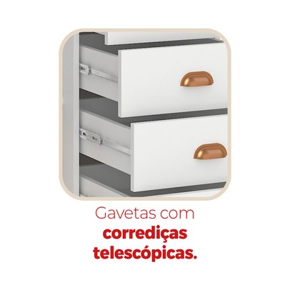 Cozinha Completa Aspen 13 Portas 4 Gavetas com Vidro Branco/Cinamomo - Fellicci