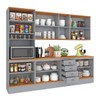 Cozinha Completa Aspen 13 Portas 4 Gavetas com Vidro Cinza/Cinamomo - Fellicci
