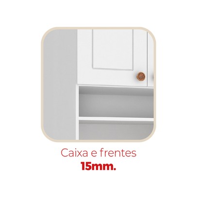 Cozinha Completa Aspen 13 Portas 5 Gavetas com Vidro Ca03st Branco/Cinamomo - Fellicci