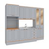 Cozinha Completa Aspen 13 Portas 5 Gavetas com Vidro Ca03st Cinza/Cinamomo - Fellicci