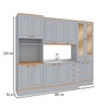 Cozinha Completa Aspen 13 Portas 5 Gavetas com Vidro Ca03st Cinza/Cinamomo - Fellicci