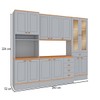 Cozinha Completa Aspen 13 Portas 5 Gavetas com Vidro Cinza/Cinamomo - Fellicci