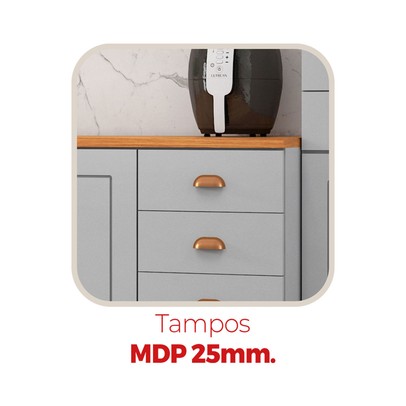 Cozinha Completa Aspen 13 Portas 5 Gavetas com Vidro Cinza/Cinamomo - Fellicci