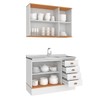 Cozinha Compacta Aspen 5 Portas 4 Gavetas Branco/Cinamomo - Fellicci