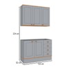 Cozinha Compacta Aspen 5 Portas 4 Gavetas Cinza/Cinamomo - Fellicci