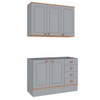 Cozinha Compacta Aspen 5 Portas 4 Gavetas Cinza/Cinamomo - Fellicci