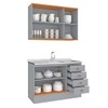 Cozinha Compacta Aspen 5 Portas 4 Gavetas Cinza/Cinamomo - Fellicci