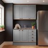 Cozinha Compacta Aspen 5 Portas 4 Gavetas Cinza/Cinamomo - Fellicci