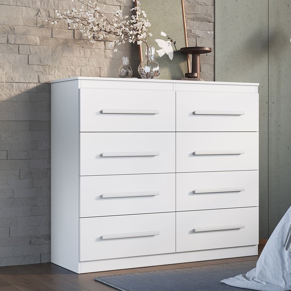 Cômoda Arizona Plus 8 Gavetas 100% Mdf Branco - Doripel Móveis