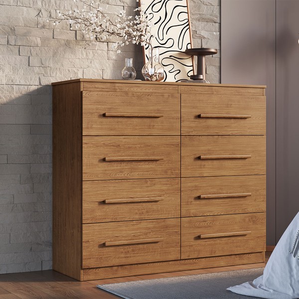 Cômoda Arizona Plus 8 Gavetas 100% Mdf Nogueira - Doripel Móveis
