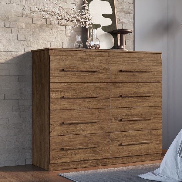 Cômoda Arizona Plus 8 Gavetas 100% Mdf Castanho - Doripel Móveis