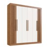 Guarda-Roupa Casal Copenhague 6 Portas 4 Gavetas 100% Mdf Ripado Off White/Nogueira - Doripel Móveis