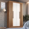 Guarda-Roupa Solteiro Zurique 4 Portas 2 Gavetas 100% Mdf Ripado Off White/Nogueira - Doripel Móveis