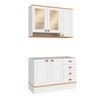 Cozinha Compacta Aspen 5 Portas 4 Gavetas com Vidro Ca08st Branco/Cinamomo - Fellicci