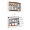 Cozinha Compacta Aspen 5 Portas 4 Gavetas com Vidro Ca08st Branco/Cinamomo - Fellicci