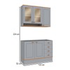 Cozinha Compacta Aspen 5 Portas 4 Gavetas com Vidro Ca08st Cinza/Cinamomo- Fellicci