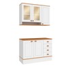 Cozinha Compacta Aspen 5 Portas 4 Gavetas com Vidro Branco/Cinamomo - Fellicci