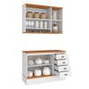 Cozinha Compacta Aspen 5 Portas 4 Gavetas com Vidro Branco/Cinamomo - Fellicci
