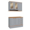 Cozinha Compacta Aspen 5 Portas 4 Gavetas com Vidro Cinza/Cinamomo - Fellicci