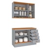 Cozinha Compacta Aspen 5 Portas 4 Gavetas com Vidro Cinza/Cinamomo - Fellicci