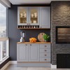 Cozinha Compacta Aspen 5 Portas 4 Gavetas com Vidro Cinza/Cinamomo - Fellicci