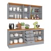 Cozinha Compacta Aspen 9 Portas 4 Gavetas Cinza/Cinamomo - Fellicci