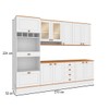 Cozinha Completa Aspen 11 Portas 4 Gavetas com Vidro Branco/Cinamomo - Fellicci