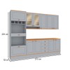 Cozinha Completa Aspen 11 Portas 4 Gavetas com Vidro Cinza/Cinamomo - Fellicci