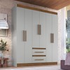 Guarda-Roupa Solteiro Napoli 6 Portas 2 Gavetas 100% Mdf Lunar/Nogueira - Doripel Móveis