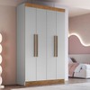 Guarda-Roupa Solteiro Melbourne 4 Portas 2 Gavetas 100% Mdf Lunar/Nogueira - Doripel Móveis