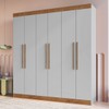 Guarda-Roupa Casal Darwin 6 Portas 4 Gavetas 100% Mdf Lunar/Nogueira - Doripel Móveis