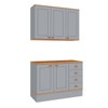 Cozinha Compacta Aspen 5 Portas 4 Gavetas com Tampo  Cinza/Cinamomo - Fellicci