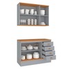 Cozinha Compacta Aspen 5 Portas 4 Gavetas com Tampo  Cinza/Cinamomo - Fellicci