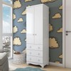 Guarda-Roupa de Bebê Junior 2 Portas 3 Gavetas 100% Mdf Branco Brilho - Móveis Peroba