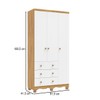 Guarda-Roupa de Bebê Júnior New 3 Portas 3 Gavetas 100% Mdf Branco Brilho/Amêndoa - Móveis Peroba