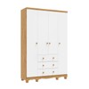 Guarda-Roupa de Bebê Júnior New 4 Portas 3 Gavetas 100% Mdf Branco Brilho/Amêndoa - Móveis Peroba