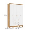 Guarda-Roupa de Bebê Júnior New 4 Portas 3 Gavetas 100% Mdf Branco Brilho/Amêndoa - Móveis Peroba
