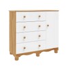 Cômoda Infantil Júnior New 1 Porta 4 Gavetas 100% Mdf Branco Brilho/Amêndoa - Móveis Peroba
