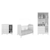 Quarto de Bebê Completo Junior Uli 4 Portas 7 Gavetas 4 Prateleiras 100% Mdf Branco Brilho - Móveis Peroba