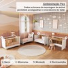 Quarto de Bebê Completo Zuri 5 Portas 7 Gavetas 100% Mdf Branco/Amêndoa Brilho - Móveis Peroba