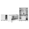 Quarto de Bebê Completo Zuri 5 Portas 7 Gavetas 100% Mdf Branco Brilho/Amêndoa - Móveis Peroba