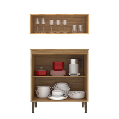 Cozinha Compacta Dolce Café 3 Portas Cinamomo/Off White - Panorama Móveis