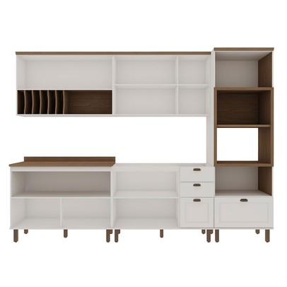 Cozinha Completa Luna 10 Portas 4 Gavetas com Vidro 100% Mdf Branco/Fosco - Genialflex