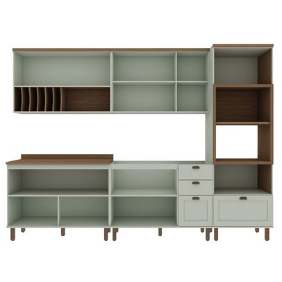 Cozinha Completa Luna 10 Portas 4 Gavetas com Vidro 100% Mdf Mint/ébano - Genialflex