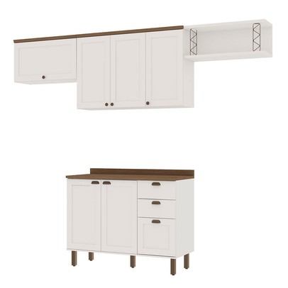 Cozinha Completa Iluminata 6 Portas 3 Gavetas 100% Mdf Branco/ébano - Genialflex