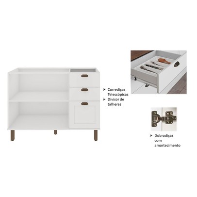 Cozinha Completa Iluminata 6 Portas 3 Gavetas 100% Mdf Branco/ébano - Genialflex