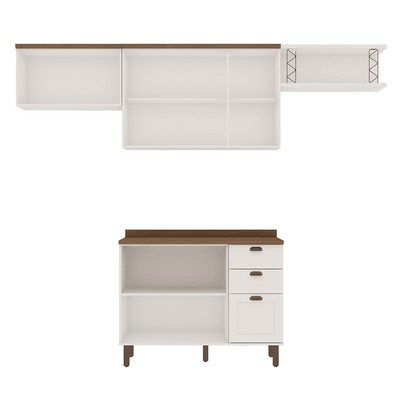 Cozinha Completa Iluminata 6 Portas 3 Gavetas 100% Mdf Branco/ébano - Genialflex