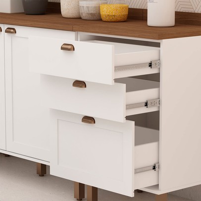 Cozinha Completa Iluminata 6 Portas 3 Gavetas 100% Mdf Branco/ébano - Genialflex